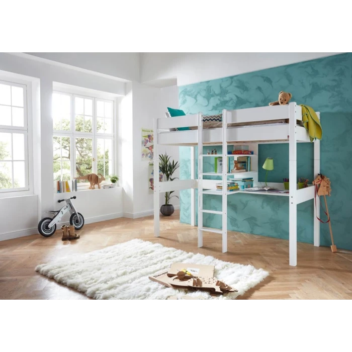 Cama alta con escritorio