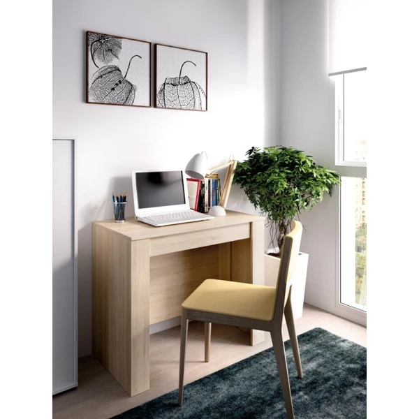 Uitschuifbare tafel met 5 standen. Aanpasbare tafel. Van bureau tot eettafel voor 2 tot 10 personen. Ideaal voor gasten.