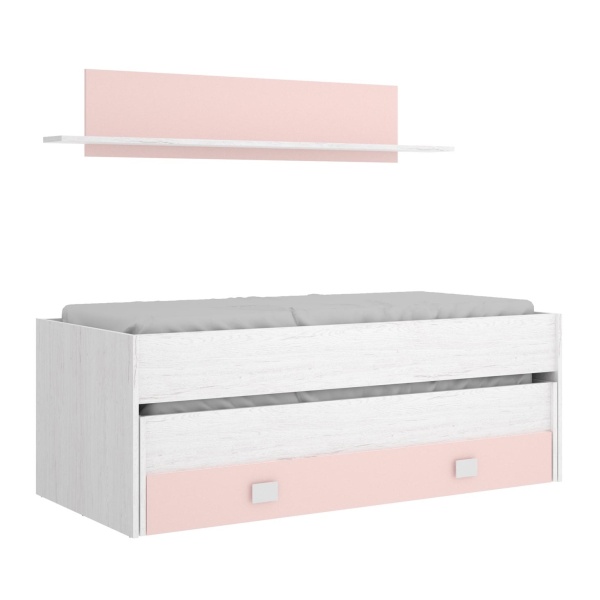 compact bed met onderschuifbed en lade