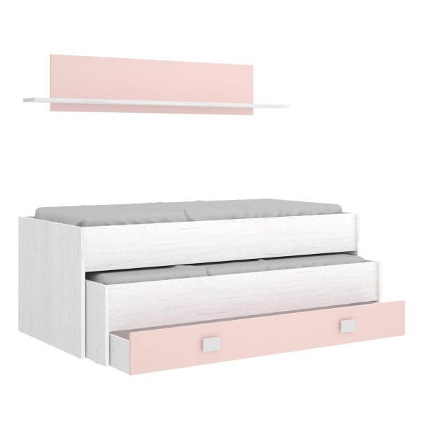 compact bed met onderschuifbed en lade