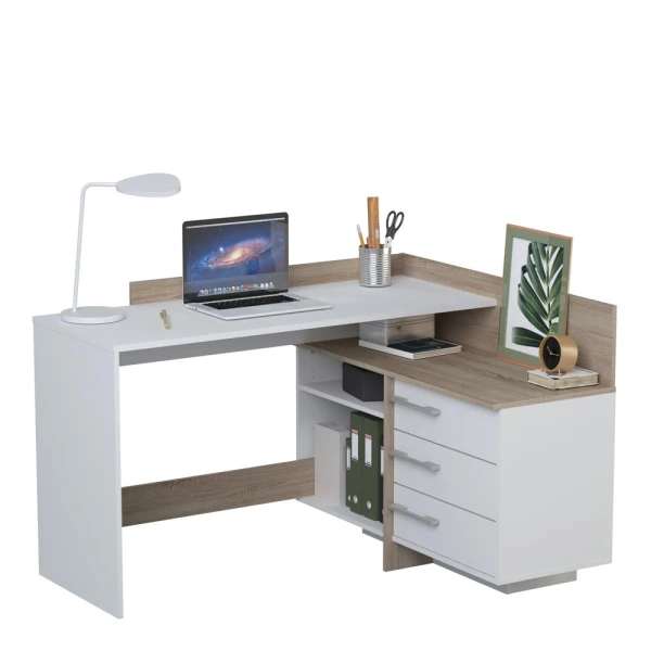 L-vormig bureau met laden