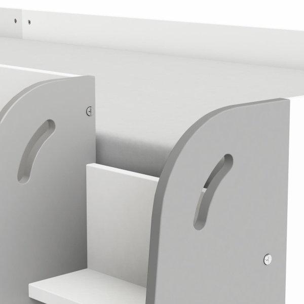 Hoogslaper voor jongeren met uitschuifbaar bureau op wielen en planken. Praktisch en modern.