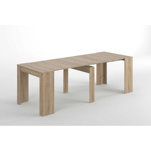 Aanpasbare tafel met 5 standen. Tot 10 personen. Uitschuifbare tafel voor gasten. Praktisch en functioneel.