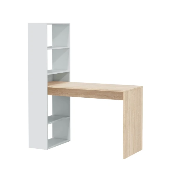Bureau met verticale boekenkast met 5 planken