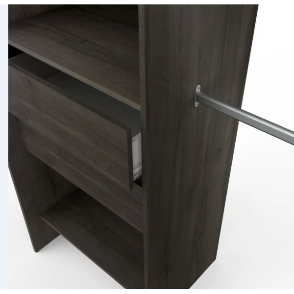 Open kleedkamer van 192 x 50 cm met 2 stangen, 3 laden en 9 planken. Grote opslagcapaciteit