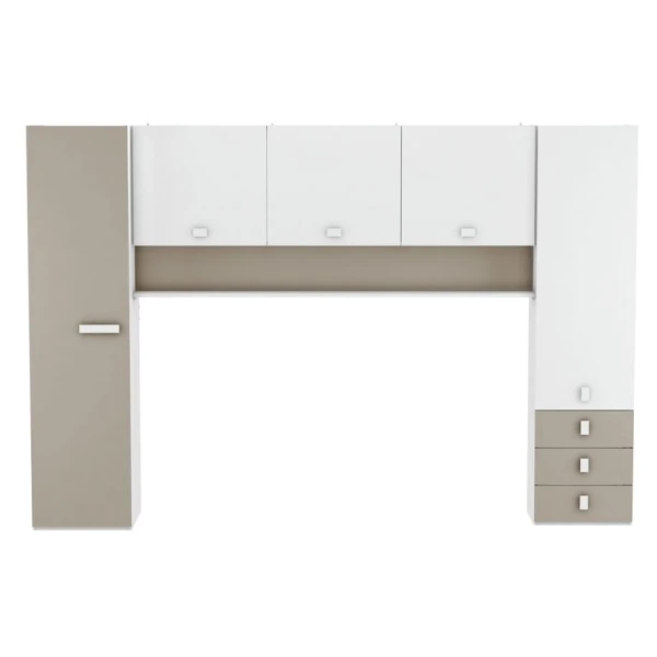  Slaapkamermeubel. Bevat een bed, kasten, 3 laden en een plank. Functioneel. Uitstekende prijs-kwaliteitverhouding. Jeugdig