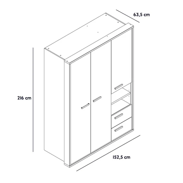 Jeugdgarderobe 3 deuren