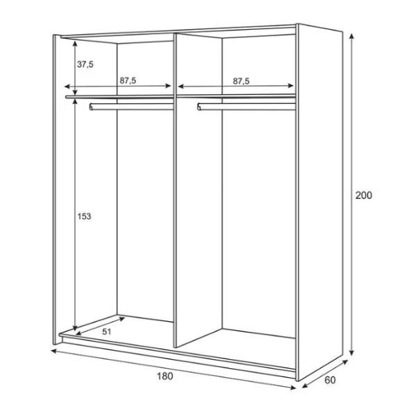  Tweekleurige kledingkast 2 deuren