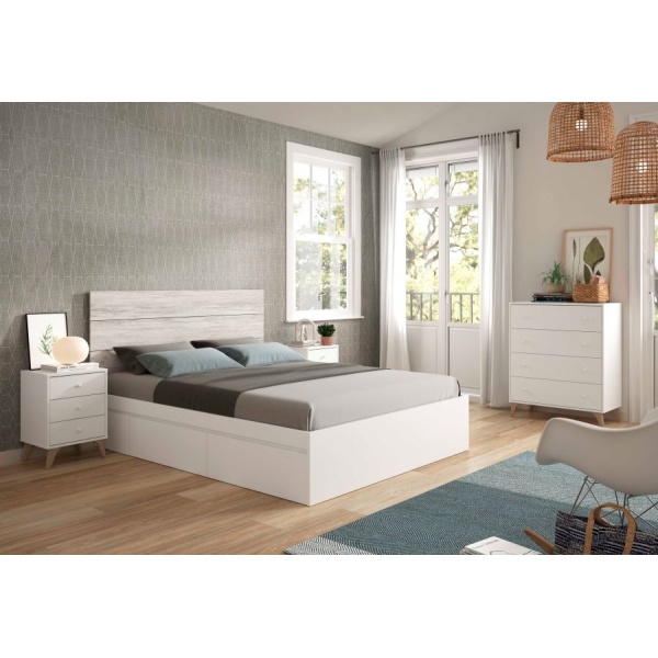 Hoofdbord en 2 nachtkastjes