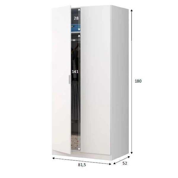  Kledingkast 2 Deuren Wit