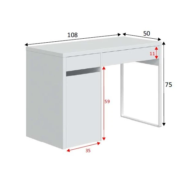 bureau met laden en deur