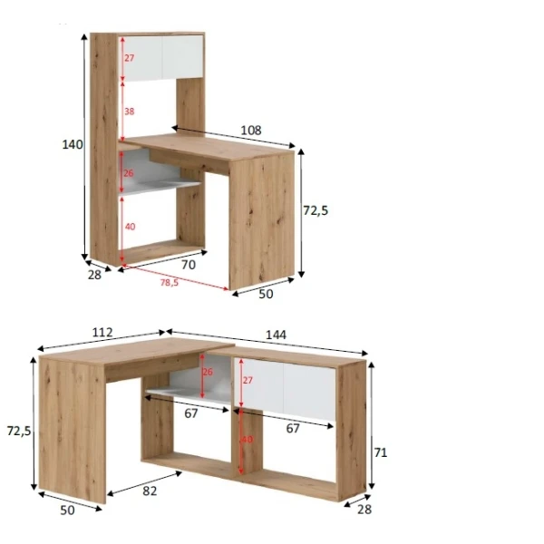 Bureau Met boekenplank geïntegreerd