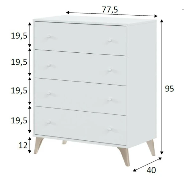 Ladekast met 4 laden