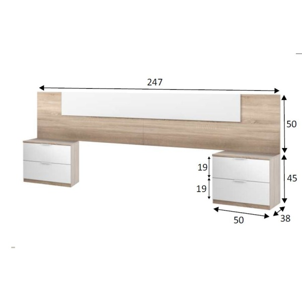 Hoofdbord Met nachtkastjes