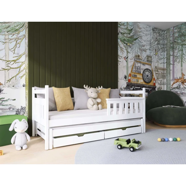 CAMA JUVENIL BLANCA CON SUPLETORIA Y CAJONES JACKIE