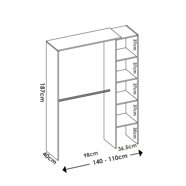 kleedkamer met verstelbare planken