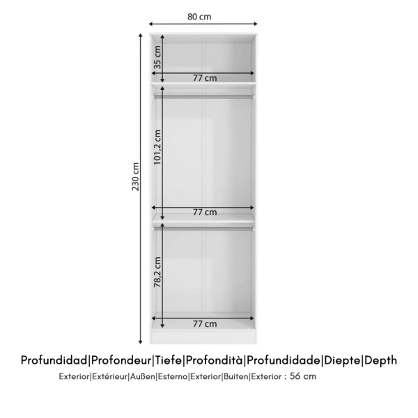 VESTIDOR DOBLE BARRA 80 CM PICOLO
