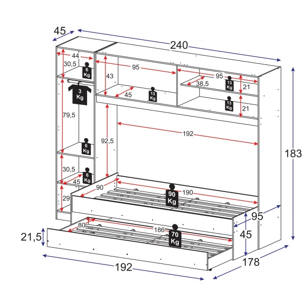 CAMA INDIVIDUAL CON PUENTE ANNALIS