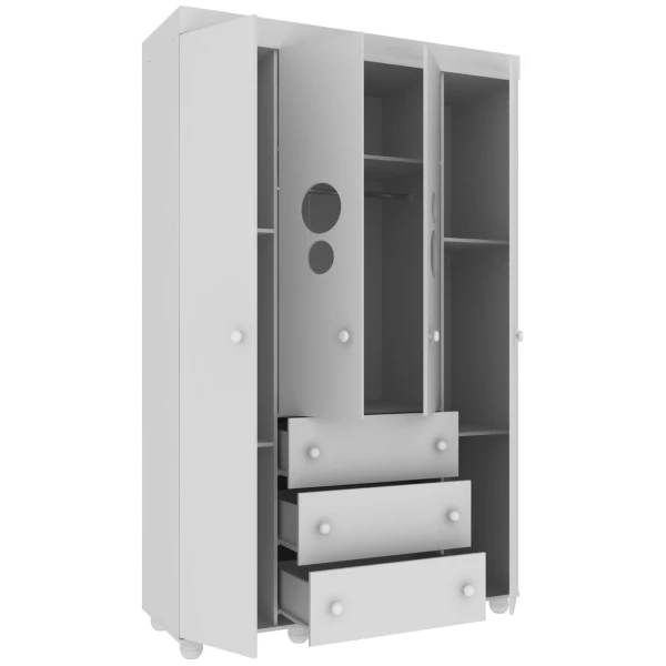 Kinderkast BUBBLES wit met afmetingen en draagvermogen, stevige constructie