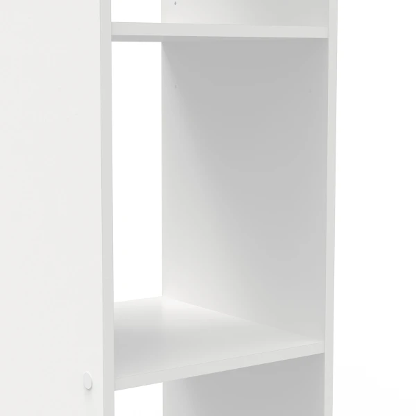 Detail van DELTA witte kast met stevige planken, gladde afwerking en modern design.