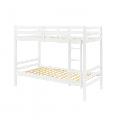 Wit houten Atlas Vicawu stapelbed met ladder en lattenbodem, ideaal voor moderne functionele ruimtes