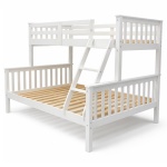 Wit houten matrimoniaal Arenas Vicawu stapelbed met ladder voor 90x190 boven en 140x190 beneden