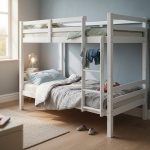 Atlas Vicawu wit houten stapelbed in moderne kinderkamer met ladder