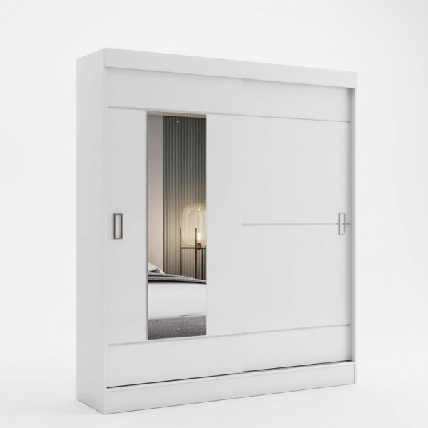 Witte kledingkast met schuifdeuren