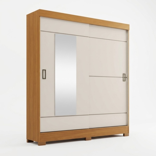Kast met schuifdeuren, spiegel en laden. 163 x 48,5 x 200 cm