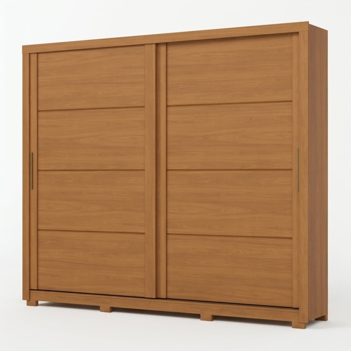 Genius kledingkast met schuifdeuren in kaneeleiken, elegant design en grote capaciteit