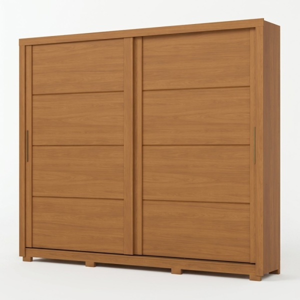 Genius kledingkast met schuifdeuren in kaneeleiken, elegant design en grote capaciteit