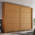Genius kledingkast met schuifdeuren in kaneeleiken, modern design en grote opbergruimte
