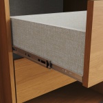 Ladedetail met metalen geleiders van Rufus kast, soepele en duurzame opening
