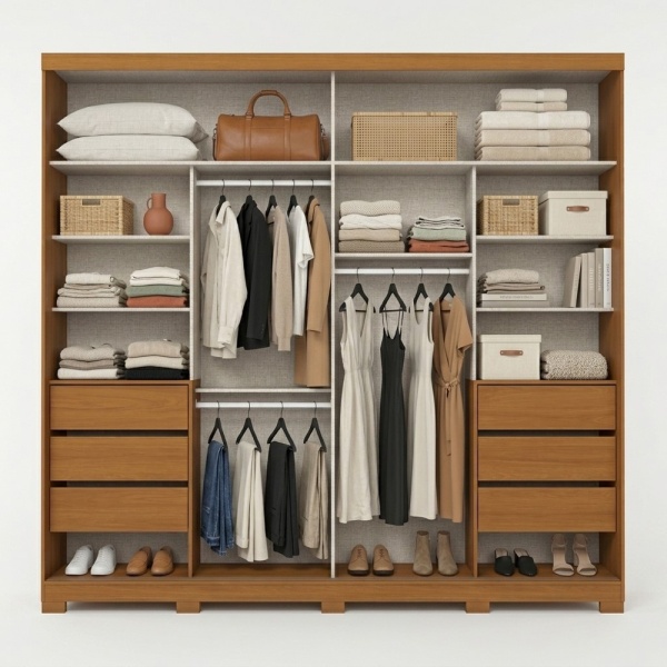 Interieur Rufus kast met planken, laden en stangen, maximale organisatie