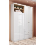 Moderne Gamil Vicawu kledingkast in wit met houtdetails voor stijlvolle slaapkamers
