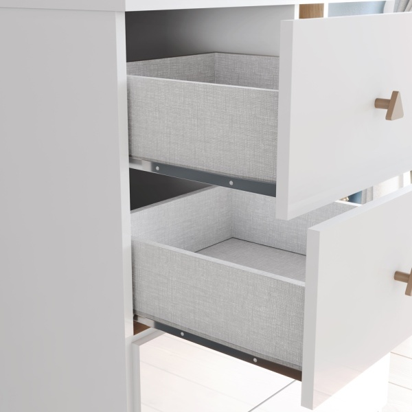 Gamil Vicawu kinderkast met 4 deuren, ruime laden en moderne witte afwerking