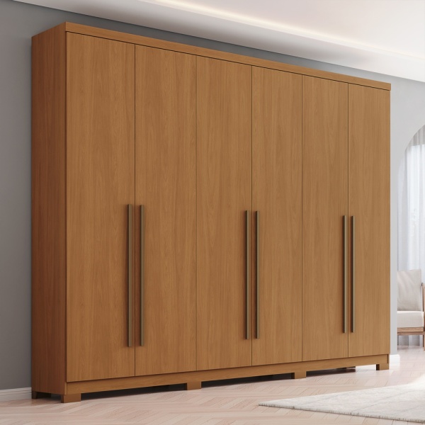 Moderne Blenda Vicawu 6-deurs kledingkast in eikenhout look voor stijlvolle slaapkamers