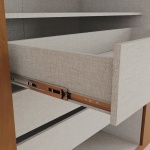 Detail van laden van Blenda Vicawu kledingkast met metalen geleiders en ruime opbergruimte