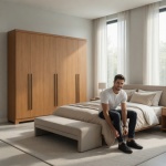 Grote Blenda Vicawu 6-deurs kledingkast met modern design in eiken afwerking